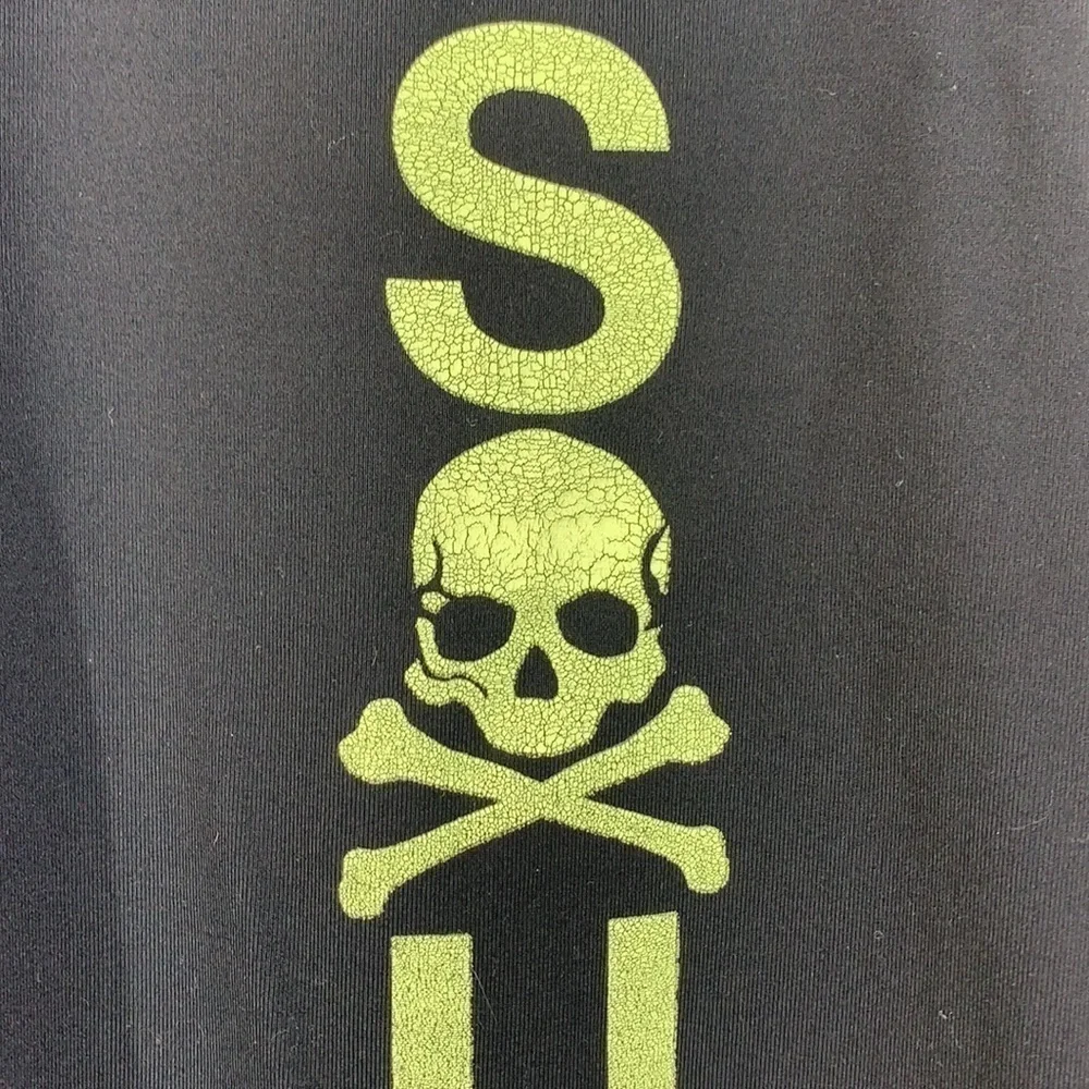 Lululemon black and yellow skull soul cycle crops